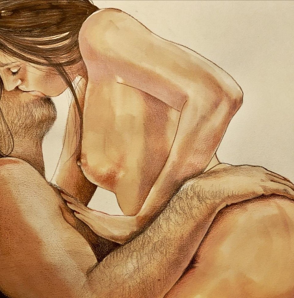 Erotic couples drawing