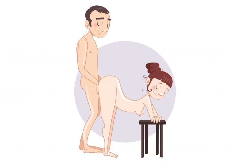 Трах девушки стоя сзади